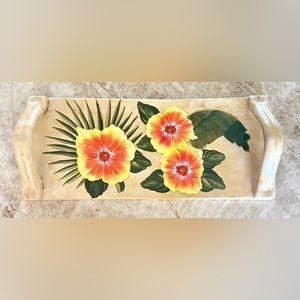 🌺 HIBISCUS CERAMIC TRAY WITH HANDLES - BRAND NEW 🌺